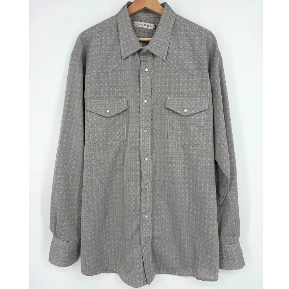 Roper Men's Western Pearl Snap Long Sleeve Shirt XL Cowboy Rodeo - Picture 2 of 9